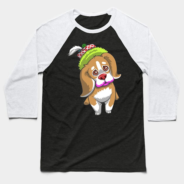 Halloween Beagle Dog Clown Baseball T-Shirt by ScottsRed